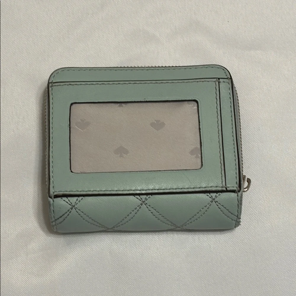 kate spade quilted mint green compact wallet